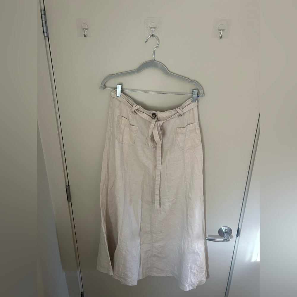 100% Linen Long Beige Skirt
